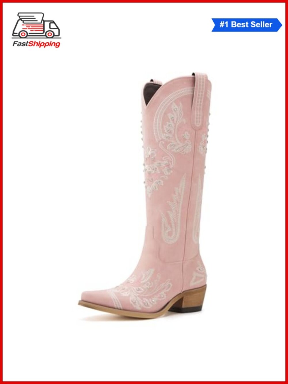 ✨ Western Cowboy Boots for Women Rhinestone Knee High Snip Toe
